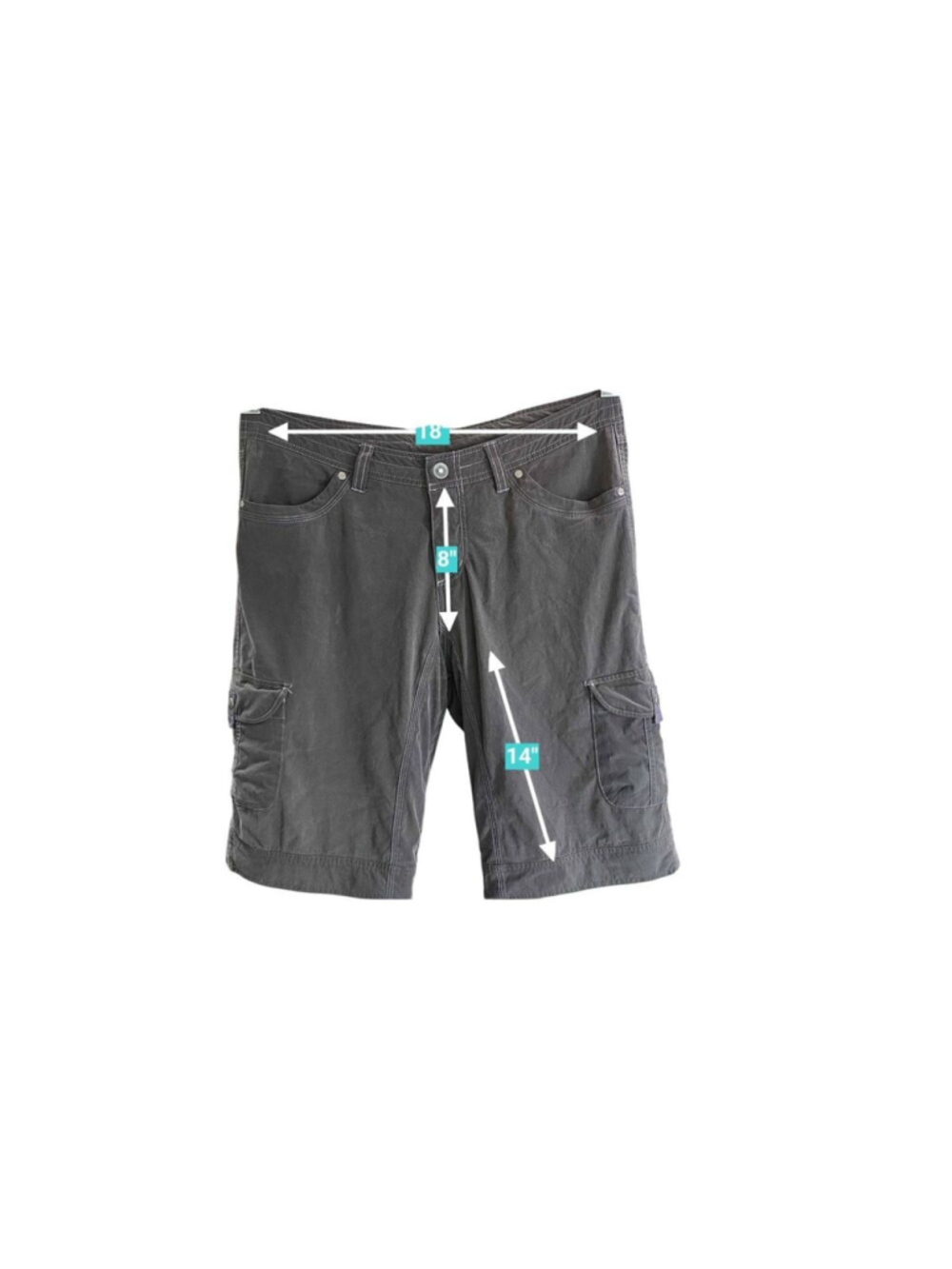 Kuhl Charcoal Grey Cargo Shorts Size 12 Snap Zipper Front - Picture 6 of 7